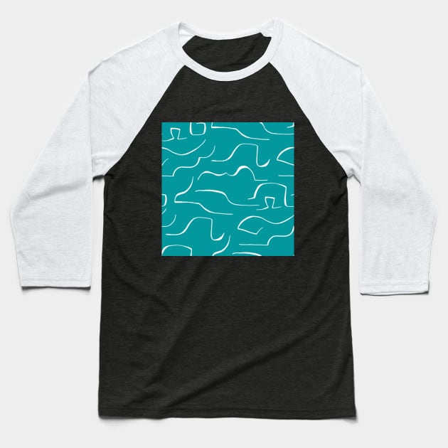 Breeze blue color wavey pattern Baseball T-Shirt by Shineyarts